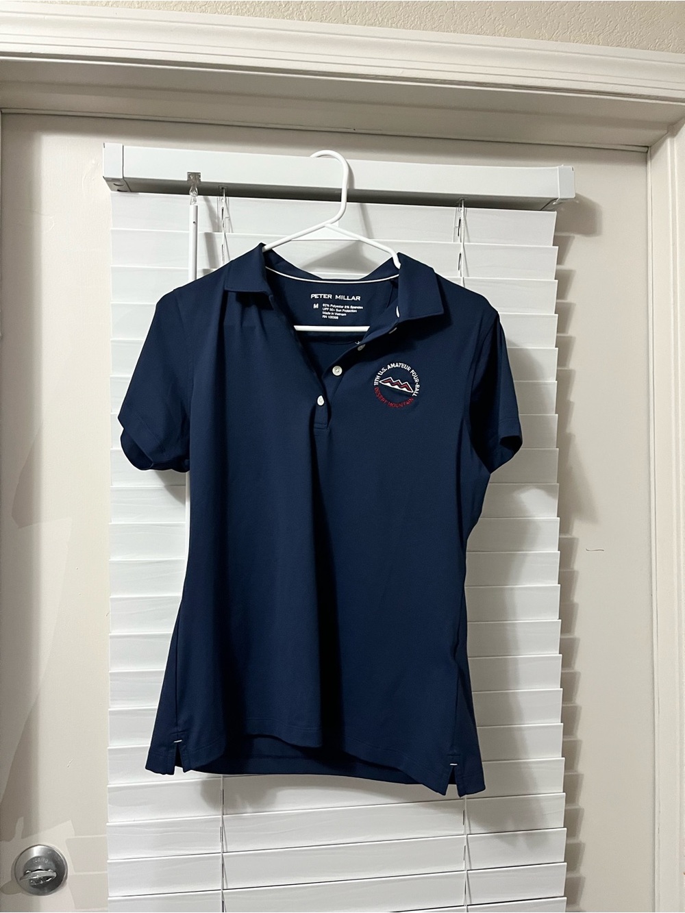Peter Millar Navy Kids Polo with Mountain Embroidered Crest